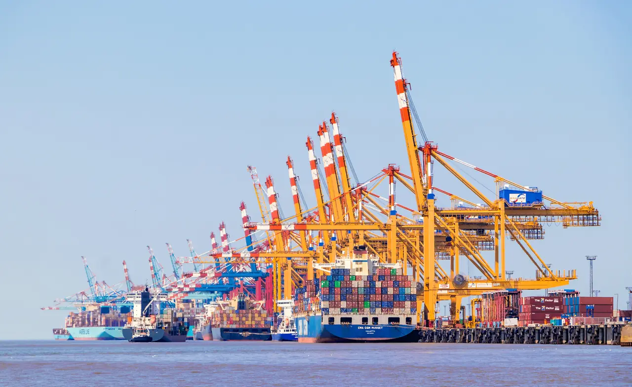 Gantry cranes at a container terminal